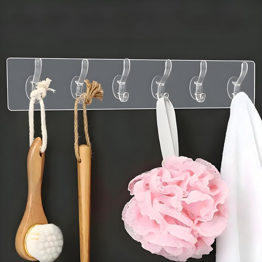 Self Adhesive Wall Hanger - Transparent Strong Hooks (Pack of 6)