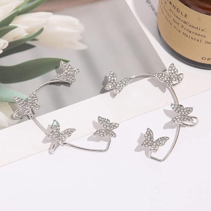Silver Butterfly Ear Cuff Set – Crawler Glam (1 Pair)