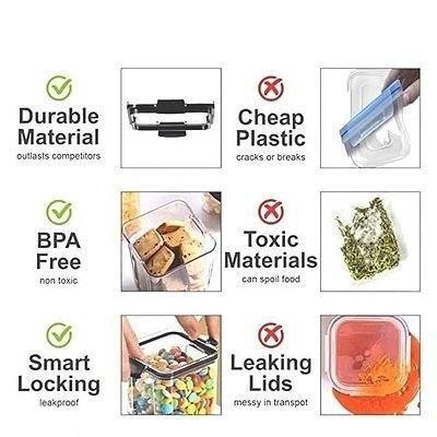 Airtight Kitchen Storage Containers - 400ml Square Set (Pack of 4)