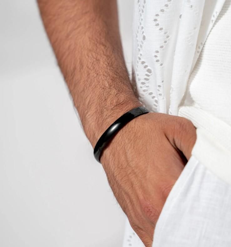 Men’s Steel Kada Bracelet – Matte Minimal Flex (1 Pc)