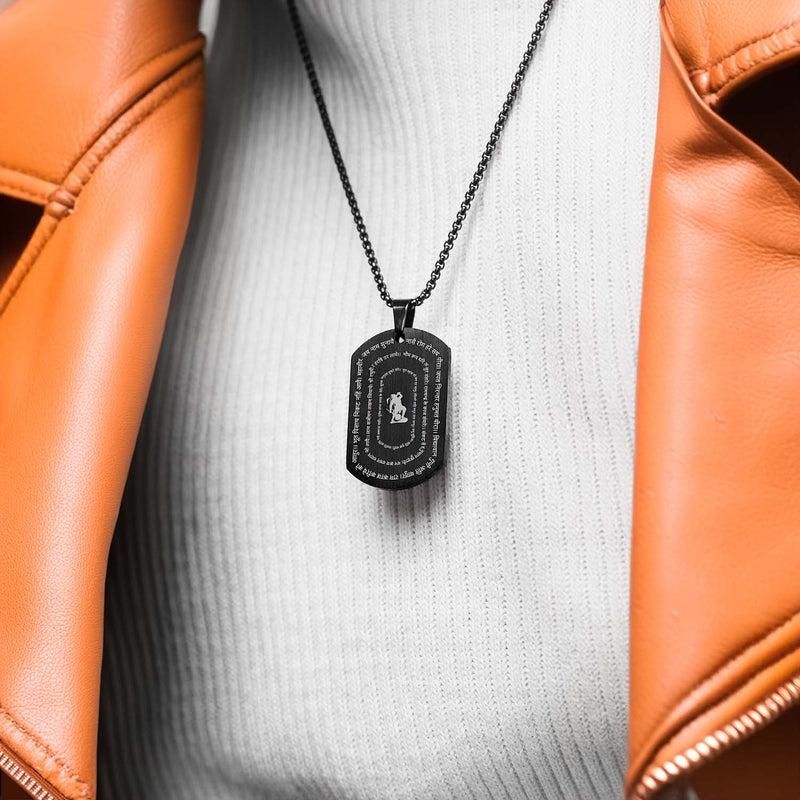 Hanuman Chalisa Pendant Necklace – Stainless Steel with Chain