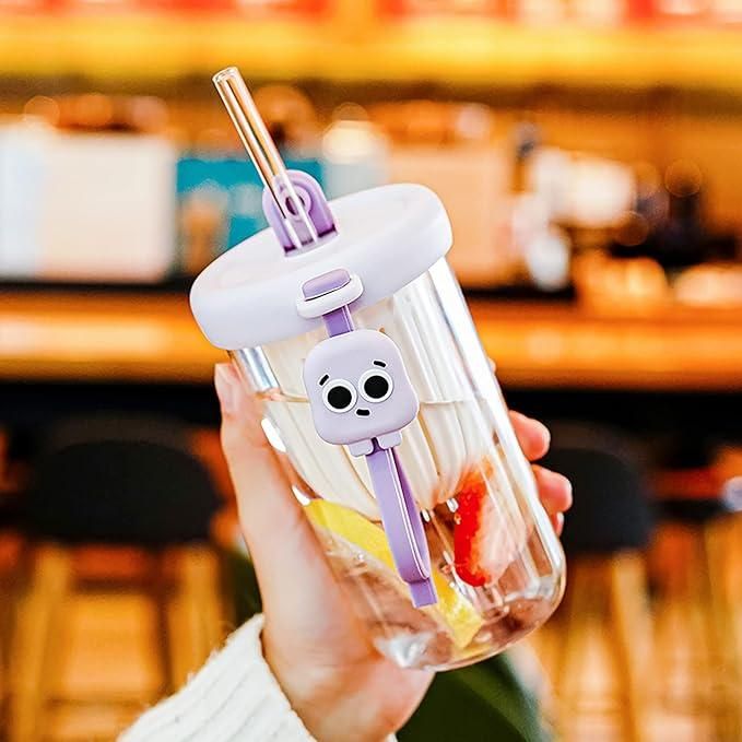 Glass Tumbler with Fruit Infuser Lid & Straw – Reusable Drink Cup for Smoothies, Juices & Iced Tea (1 Pc)