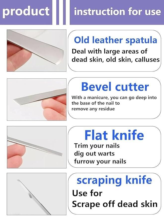 5-Piece Pedicure Knife Set - Stainless Steel with Storage Case