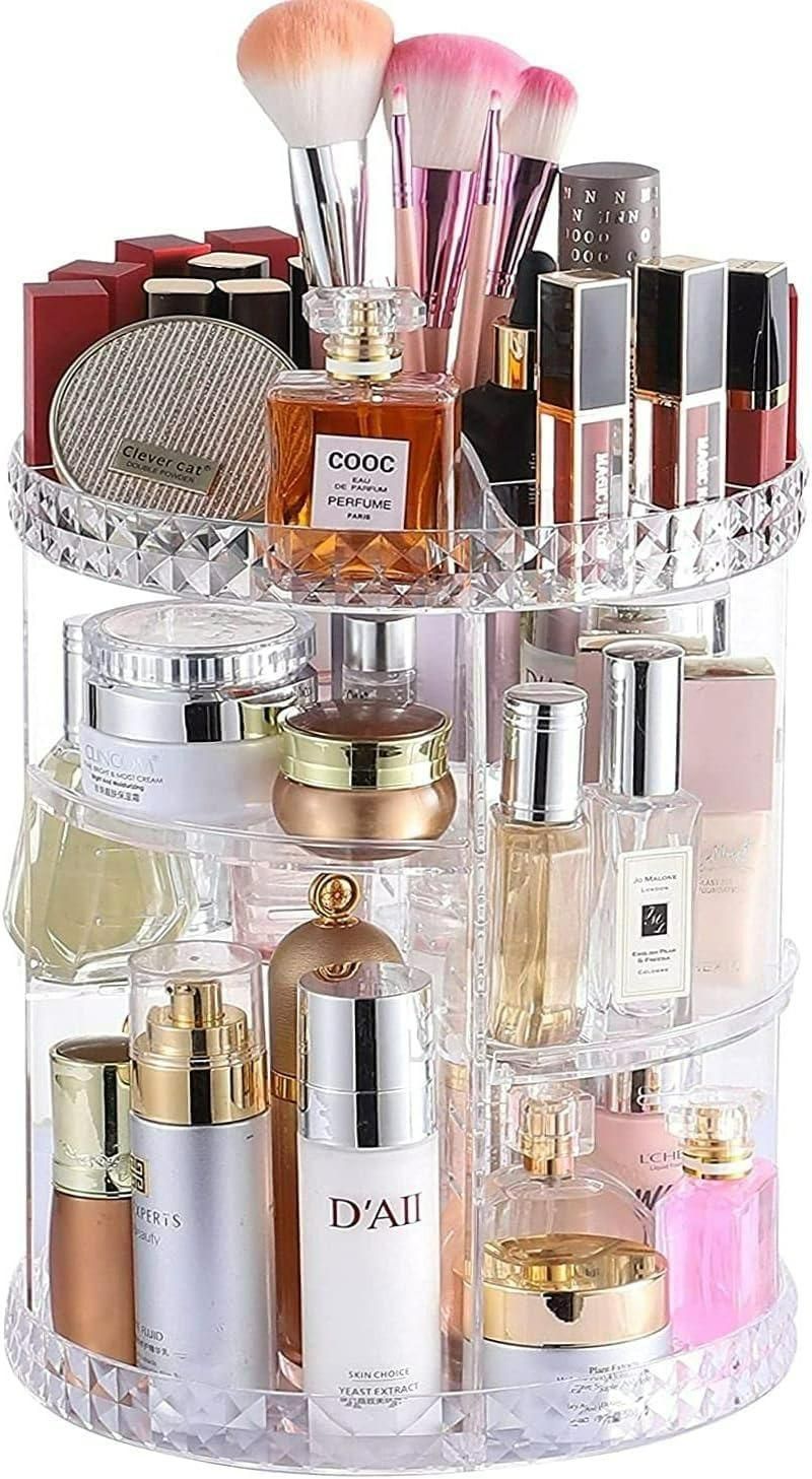 Adjustable Makeup Organizer — 360° Rotating Storage Case