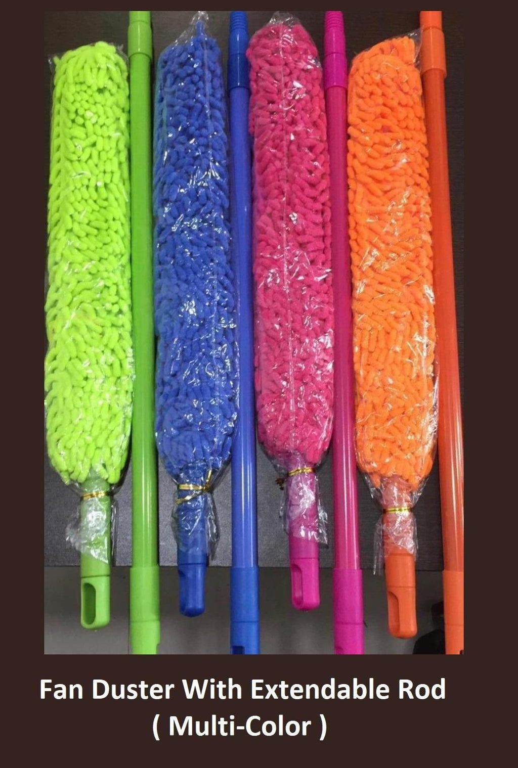 Flexible Microfiber Fan Duster - Extendable Cleaning Rod (Multi-Color)