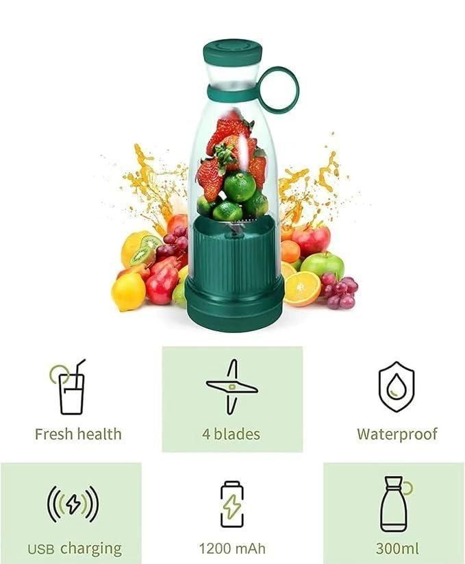 Portable Mini Juice Blender - USB Rechargeable 380ml Travel Mixer