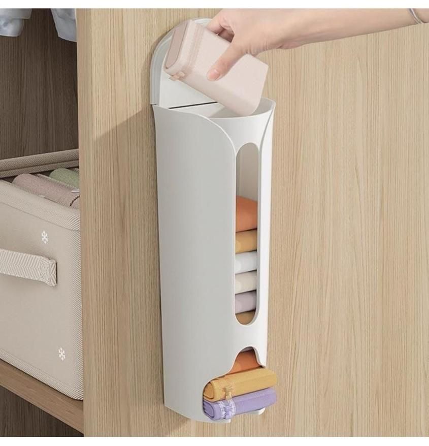 Multipurpose Wall-Mounted Cabinet Storage Organizer – Adhesive Bag Dispenser & Holder for Kitchen, Bathroom, Laundry (1 Pc)