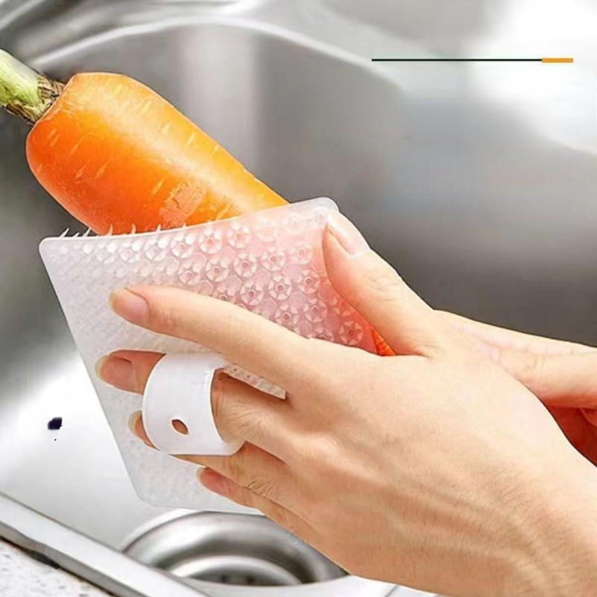 Silicone Kitchen Cleaning Scrubber – Durable Dish & Vegetable Washing Tool (Pack of 4)