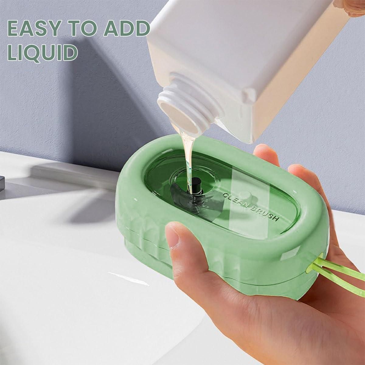 Washing Laundry Brush with Soap Dispenser - Gentle Fabric Cleaner