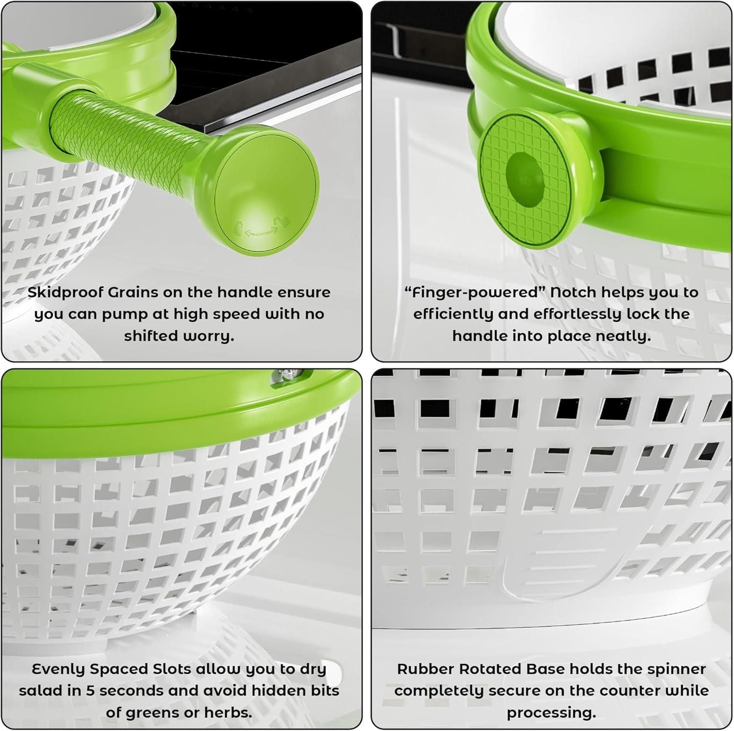 Spinning & Straining Salad Colander – Rotating Basket with Drain Holes & Non-Slip Handle (1 Pc)