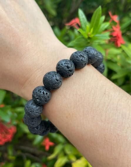 Natural Lava Stone Bracelet – Grounding Energy Beads (1 Pc)