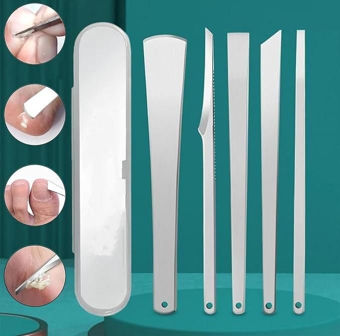 5-Piece Pedicure Knife Set - Stainless Steel with Storage Case