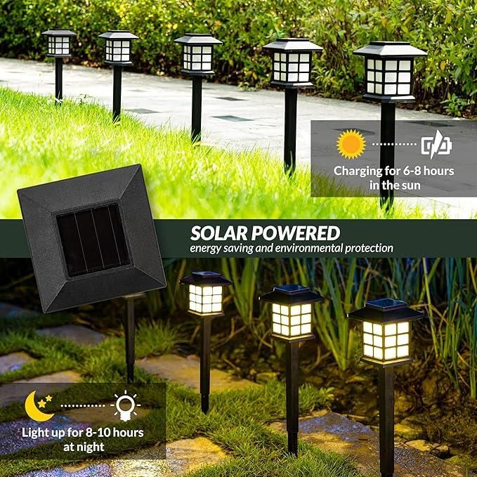 Solar Garden Yard Light - Waterproof Outdoor Path Lights (Pack of 6)