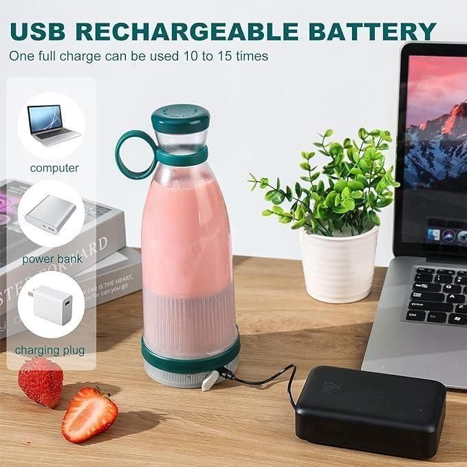 Portable Mini Juice Blender - USB Rechargeable 380ml Travel Mixer