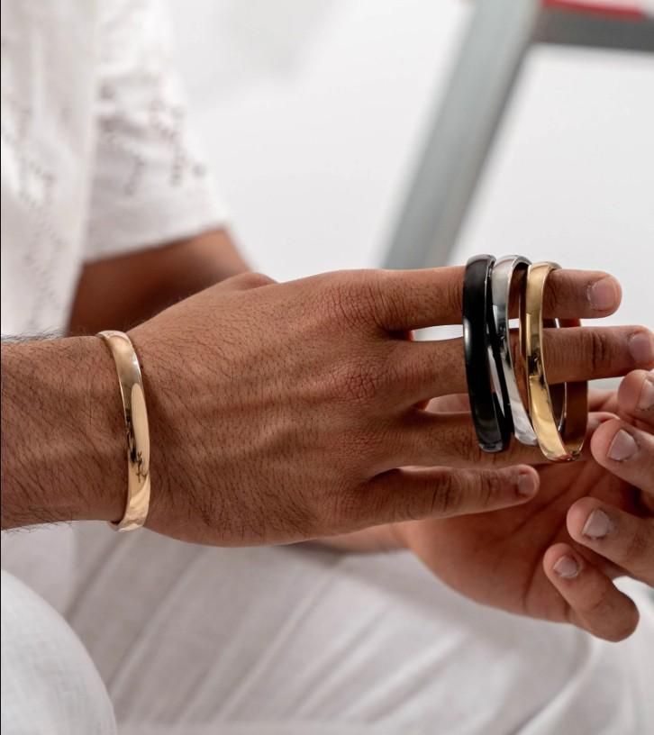Men’s Steel Kada Bracelet – Matte Minimal Flex (1 Pc)