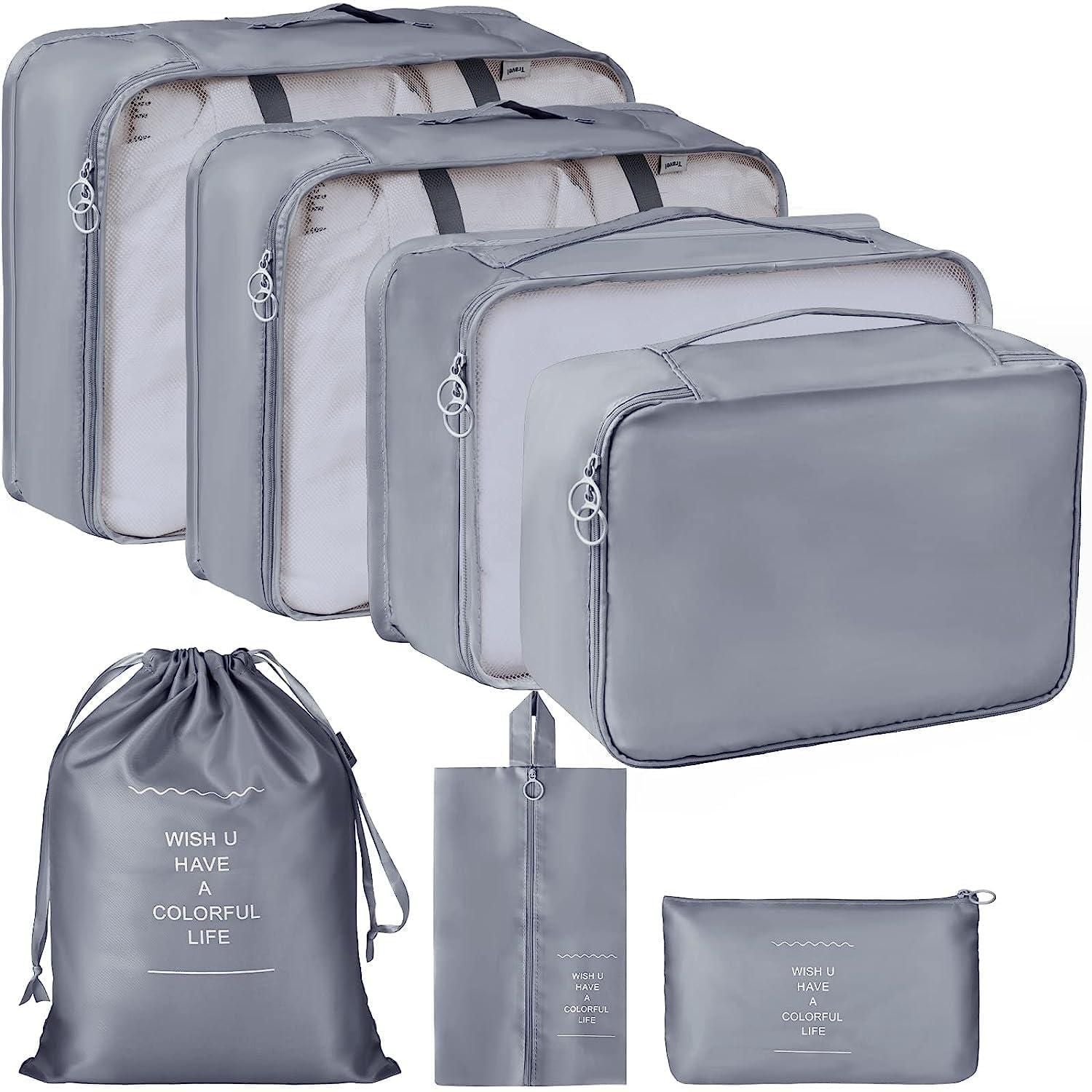 7-in-1 Travel Packing Cubes & Laundry Pouch Set – Lightweight Organizer Bags for Clothes, Shoes & Accessories (Random Color)