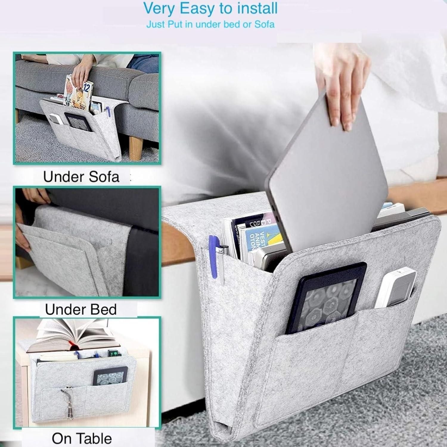 Bedside Storage Organizer – Multi-Pocket Felt Caddy for Books, Tablets, Glasses & Remotes (Assorted)